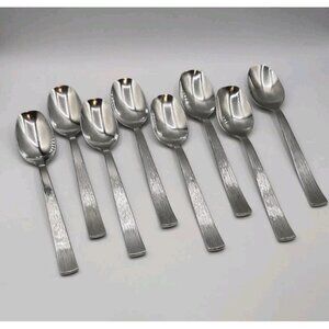 Gourmet Settings Wheat Glossy 18/10 Oval Soup Spoons Set of 8 Discontinued